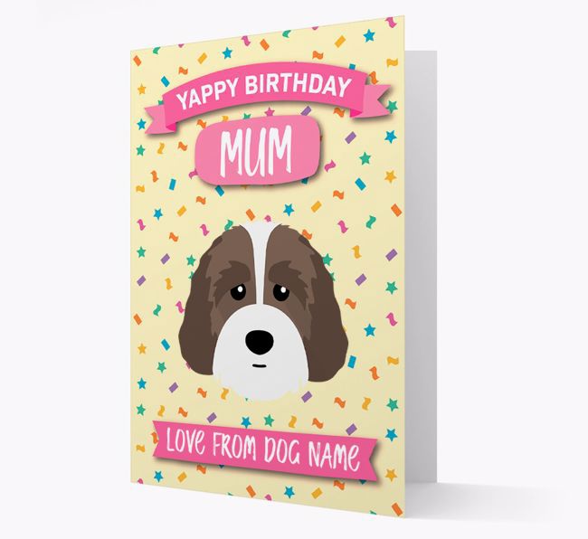 Personalised Card 'Yappy Birthday Mum' with {breedCommonName} Icon